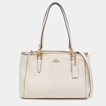 Pre Owned Coach Off White Leather Christie Carryall Satchel