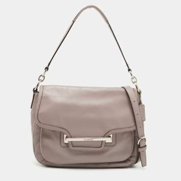 Pre Owned Coach Grey Leather Taylor Flap Crossbody Bag
