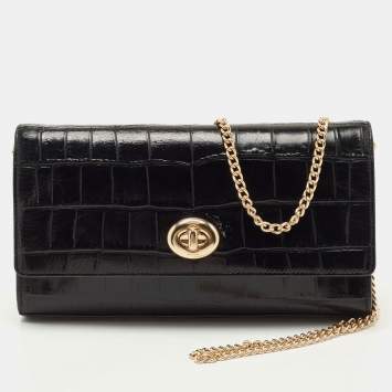Coach Black Leather Marlow Turnlock Crossbody Bag