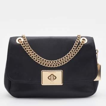 Coach Black Leather Flap Cassidy Chain Shoulder Bag