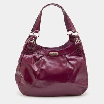 Pre Owned Coach Purple Patent Leather Madison Maggie Hobo