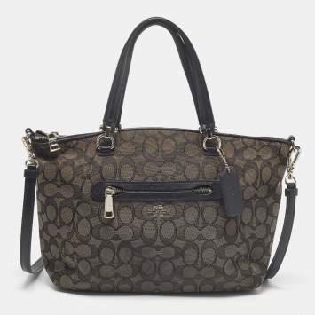 Pre Owned Coach Grey/Black Signature Canvas and Leather Prairie Signature Satchel