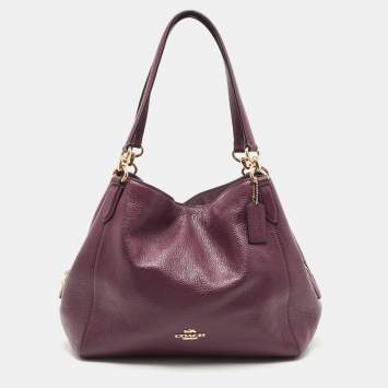 Pre Owned Coach Purple Leather Edie Shoulder Bag