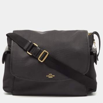 Coach Black Nylon and Leather Baby Messenger Bag