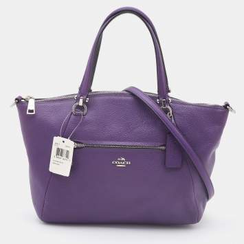Pre Owned Coach Purple Pebbled Leather Prairie Satchel
