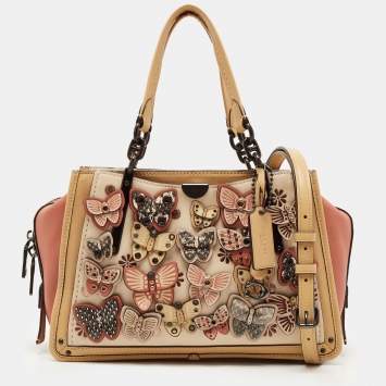 Pre Owned Coach Multicolor Leather Butterfly Applique Dreamer Satchel