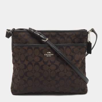 Pre Owned Coach Back Signature Canvas and Leather File Messenger Bag