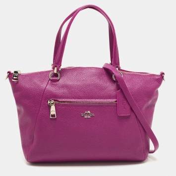 Pre Owned Coach Magenta Pebbled Leather Prairie Satchel