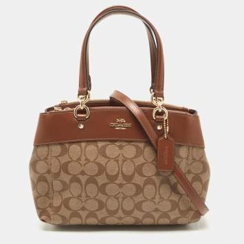 Coach Brown/Beige Signature Coated Canvas and Leather Mini Brooke Carryall Satchel