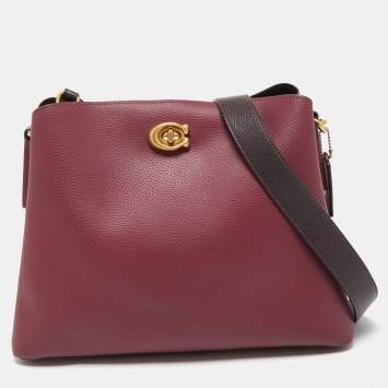 Pre Owned Coach Burgundy/Pink Leather Willow Bucket Bag