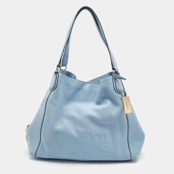 Coach Light Blue Leather Embossed Carriage Edie Shoulder Bag