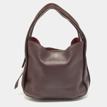Pre Owned Coach Burgundy Leather Hadley Hobo