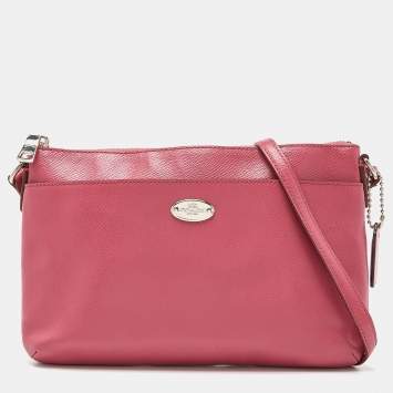 Pre Owned Coach Pink Leather Pop Up Pouch Crossbody Bag