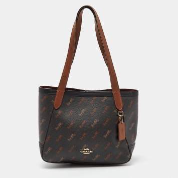 Coach Brown Siganature Coated Canvas and Leather Tote