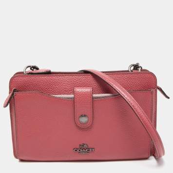 Pre Owned Coach Two Tone Pink Leather Noa Pop Up Crossbody Bag