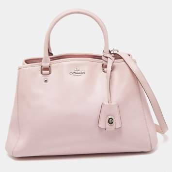 Pre Owned Coach Pink Leather Margot Carryall Satchel