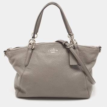 Pre Owned Coach Grey Leather Small Kelsey Satchel