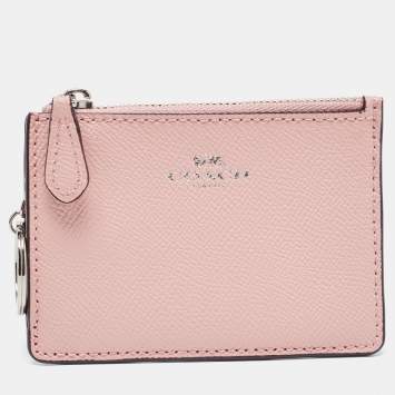 Coach Light Pink Leather Slim ID Zip Card Holder