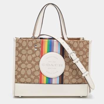 Pre Owned Coach Multicolor Signature Canvas and Leather Dempsey Tote