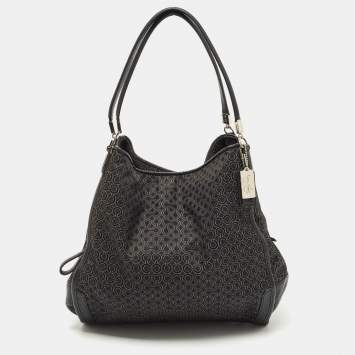 Pre Owned Coach Black Signature Canvas and Leather Madison Phoebe Shoulder Bag