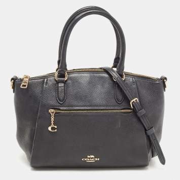 Pre Owned  Coach Black Leather Elise Zip Satchel 