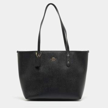 Coach Black Leather City Top Zip Tote