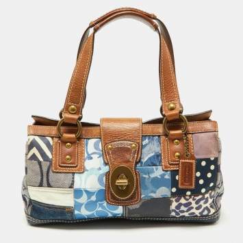 Coach Multicolor Denim, Fabric and Leather Patchwork Shoulder Bag