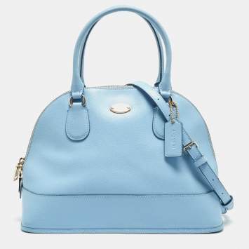 Pre Owned Coach Sky Blue Leather Cora Domed Satchel