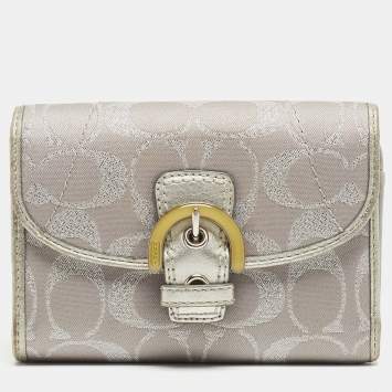Coach Grey Signature Canvas Trifold Wallet