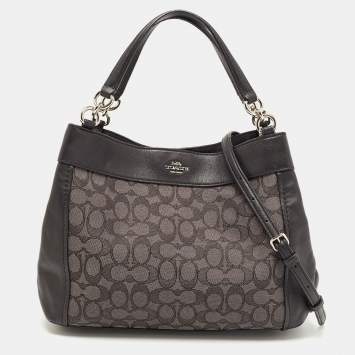 Pre Owned Coach Black Signature Canvas and Leather Small Lexy Shoulder Bag