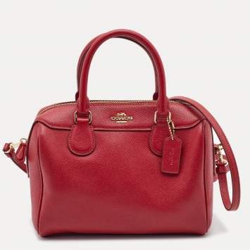 Pre Owned Coach Red Leather Mini Bennett Satchel