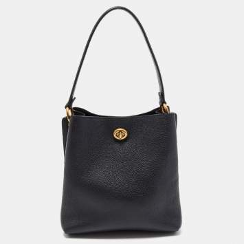 Pre Owned Coach Black Leather Charlie Bucket Bag