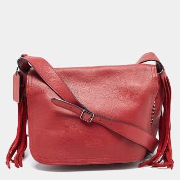Pre Owned Coach Red Leather Dakotah Messenger Bag