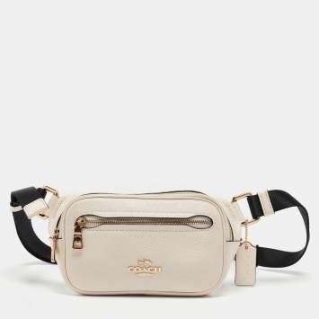Coach Off White/Black Leather Mini Belt Bag