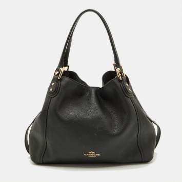 Pre Owned Coach Black Leather Edie 28 Satchel