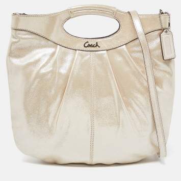 Coach Beige Shimmer Suede Hobo