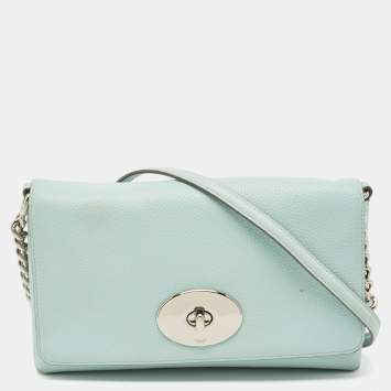 Coach Light Turquoise Leather Crosstown Crossbody Bag