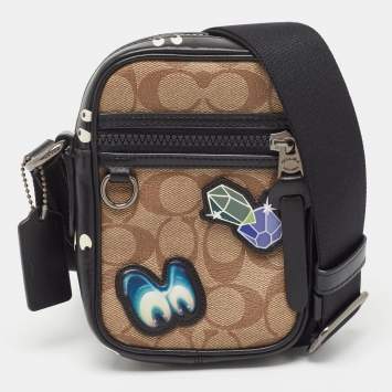 Coach X Disney Black/Beige Signature Coated Canvas and Leather Crossbody Bag