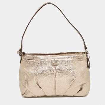 Coach Metallic Bronze Leather Baguette Bag