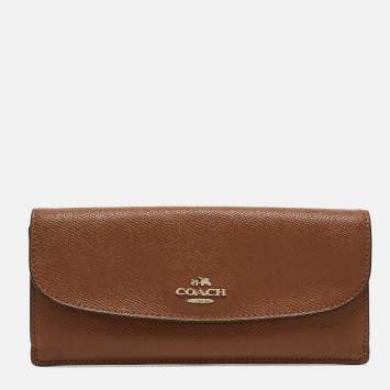 Coach Brown Leather Flap Continental Wallet