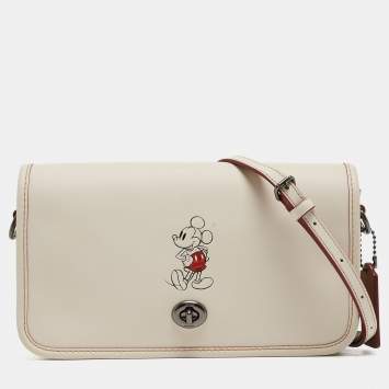 Coach x Disney Mickey Off White Leather Penny Crossbody Bag