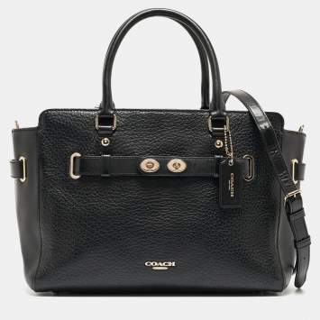 Pre Owned Coach Black Pebbled Leather Blake Carryall Tote