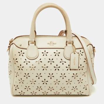 Pre Owned Coach Beige Leather Mini Bennett Satchel