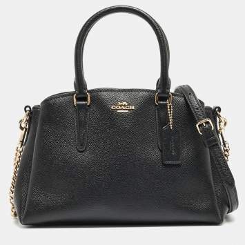 Pre Owned Coach Black Leather Mini Sage Carryall Satchel