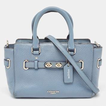 Pre Owned Coach Blue Leather Swagger 20 Tote