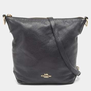 Pre Owned Coach Black Leather Abby Duffle Bag