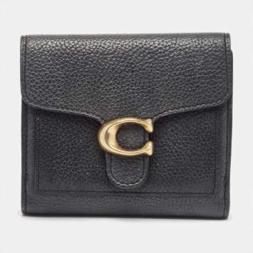 Pre Owned Coach Black Leather Tabby Compact Wallet