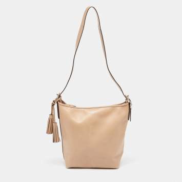 Coach Beige Leather Legacy Tassel Shoulder Bag