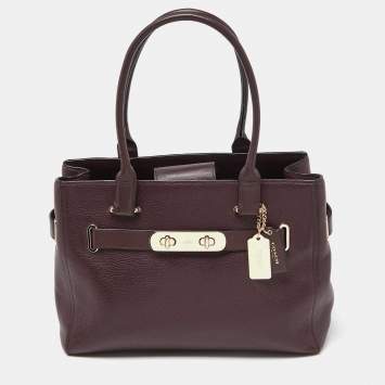 Coach Burgundy Leather Swagger 33 Tote