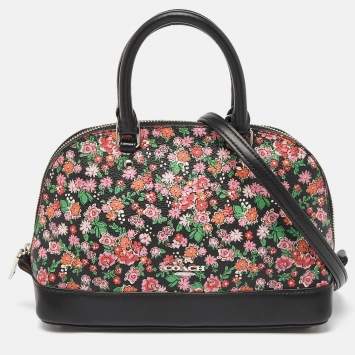 Pre Owned Coach Multicolor Floral Print Coated Canvas and Leather Mini Sierra Satchel